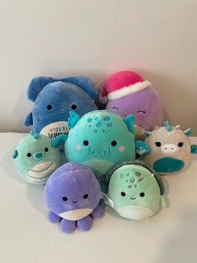 Squishmallows Ocean Sea Life Plush Lot Octopus Turtle Shark Seahorse